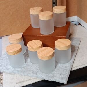 Frosted Glass Jars with Wooden Lids